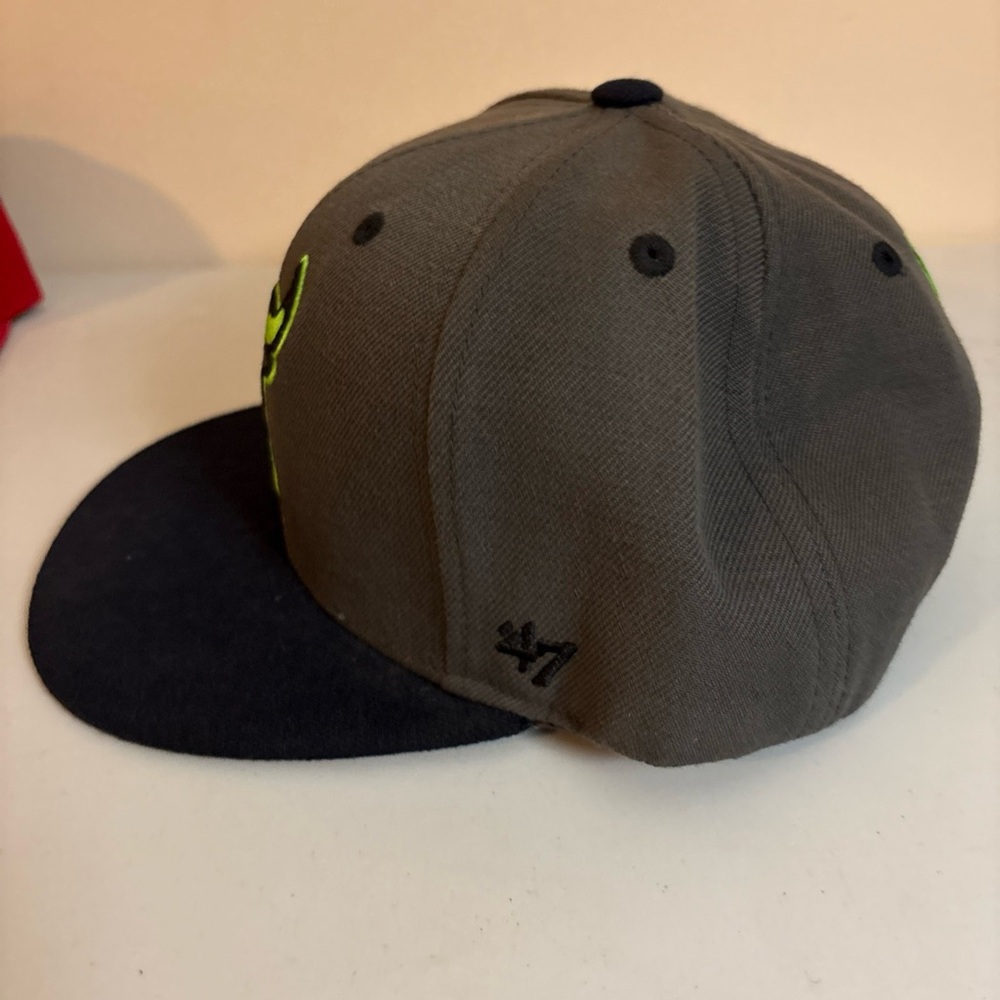 Chicago Bulls Windy City 47 Brand Dark Gray and Black Hat with Neon Green Logo - Picture 2 of 9